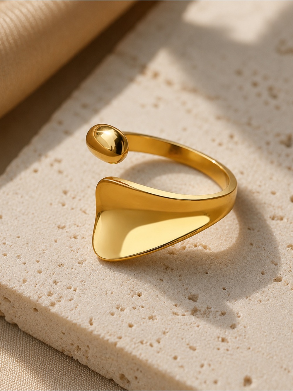 Gold Open Statement Ring | 304 Stainless Steel | PVD 18K Gold Plated Adjustable